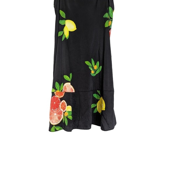 LPA XS Black Citrus Fruit Novelty Print Silk Blend Sleeveless Mini Dress - Picture 4 of 7